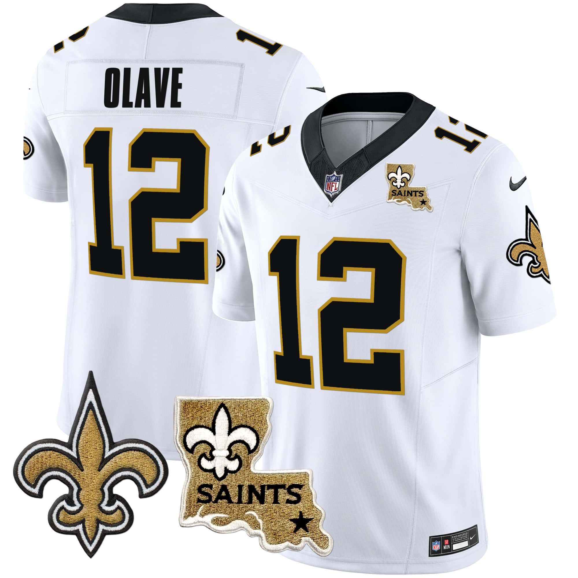 Men New Orleans Saints 12 Olave White 2024 Nike Vapor Limited NFL Jersey